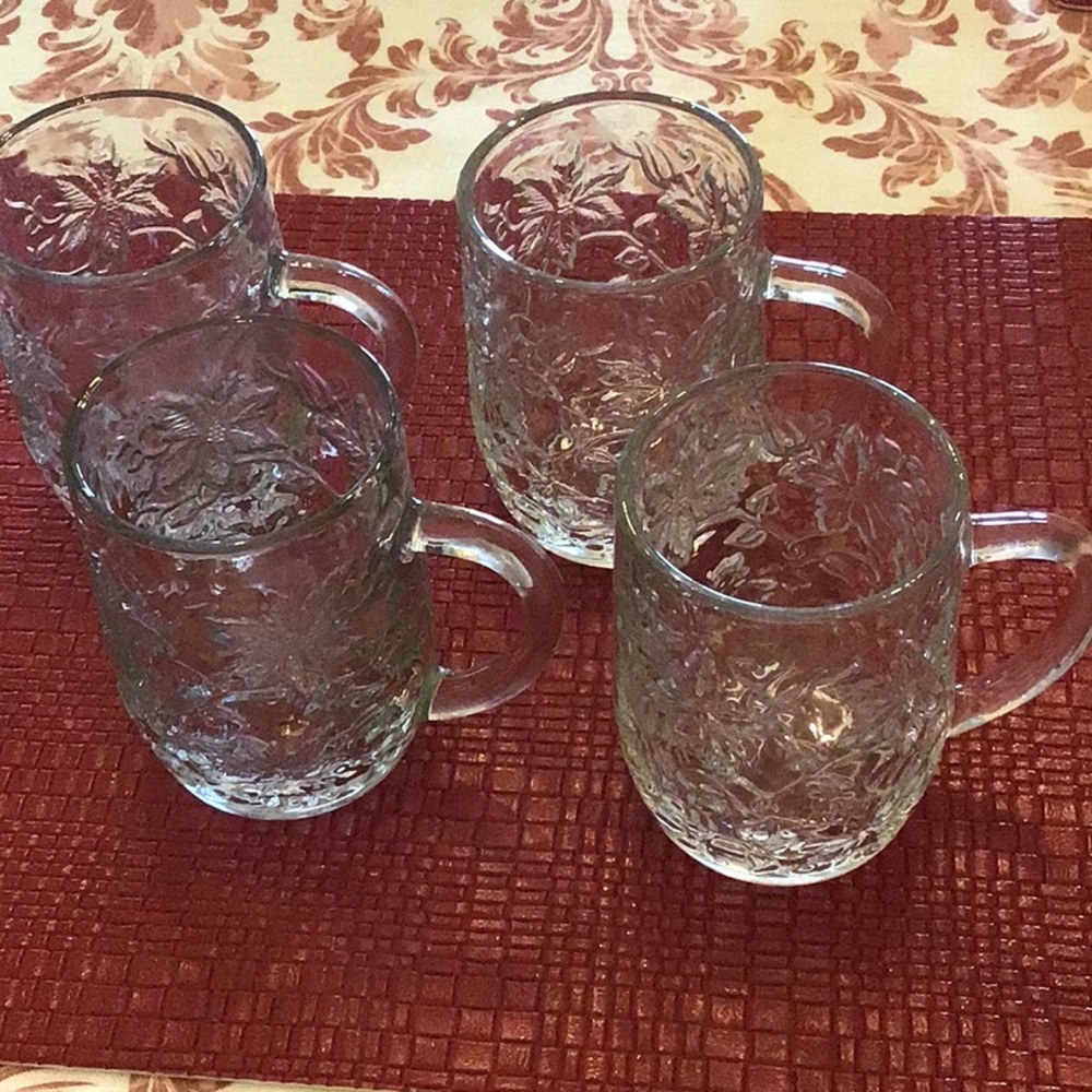 Princess House Fantasia Glass Mugs Lot of 4